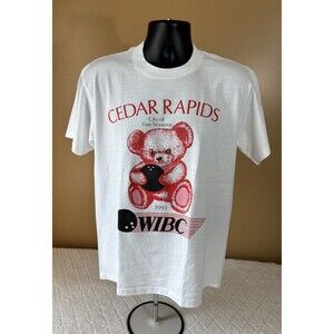 Vintage 1991 Cedar Rapids WIBC Bowling Shirt USA Made Single Stitch Mens Size L